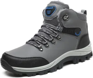 Mens Snow Boots Winter Warm Fur Lined Shoes Non-Slip Insulated Hiking Boot Lace-Up Ankle Outdoor Athletic Shoe