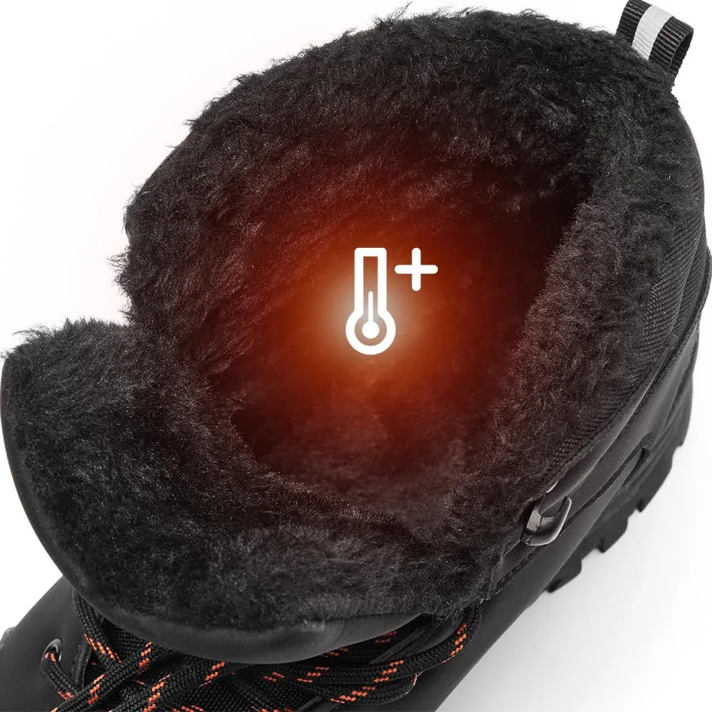 Mens Snow Boots Winter Warm Fur Lined Shoes Non-Slip Insulated Hiking Boot