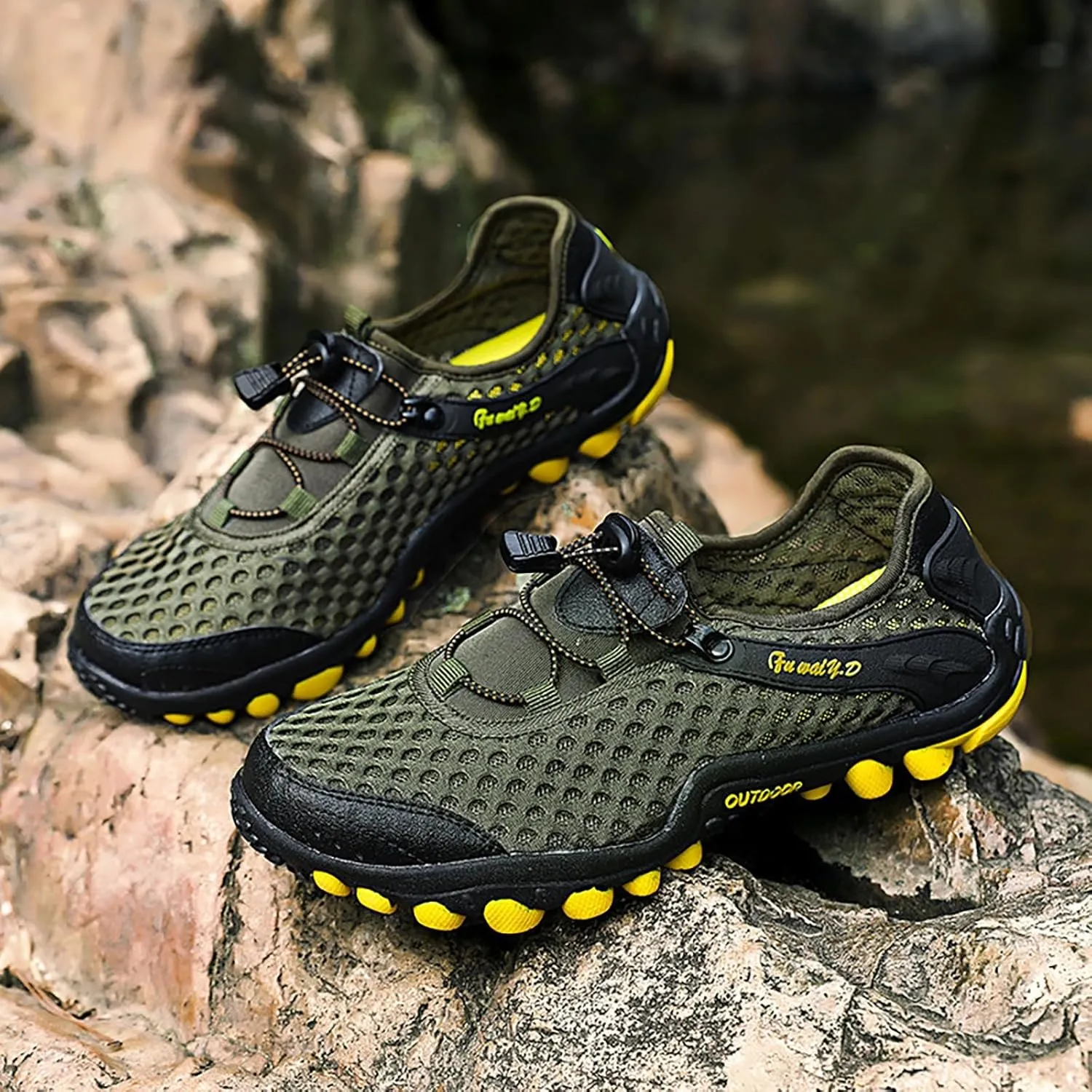 Mens Water Shoes Wide Width Non Slip Athletic Footwear Wide Toe Water Shoes Barefoot