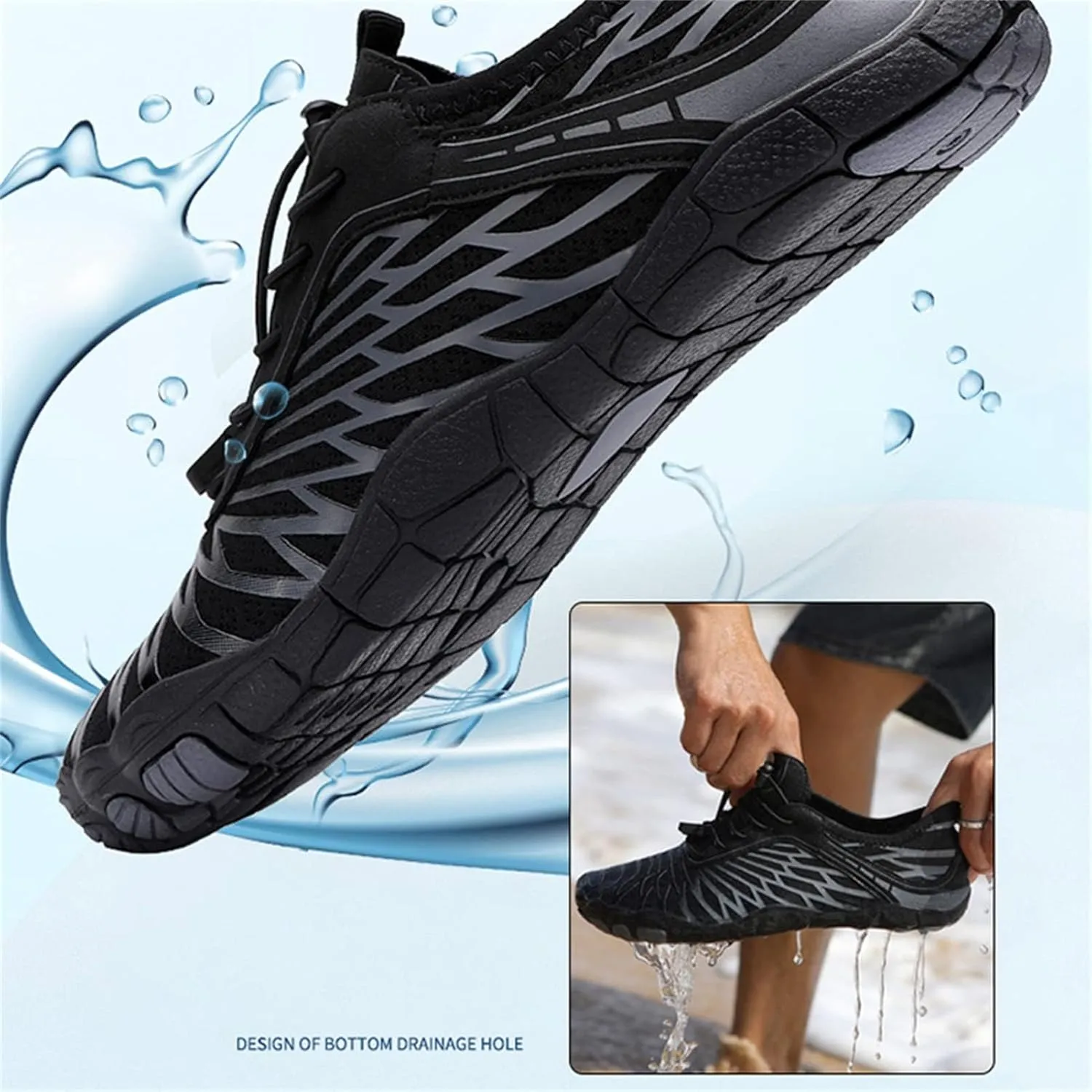 Mens Womens Water Sport Shoes Hiking Footwear Pro Barefoot Shoes Lightweight Quick Drying Aqua Shoe Outdoor Athletic Sport Sneakers Kayaking Boating Hiking Surfing Walking