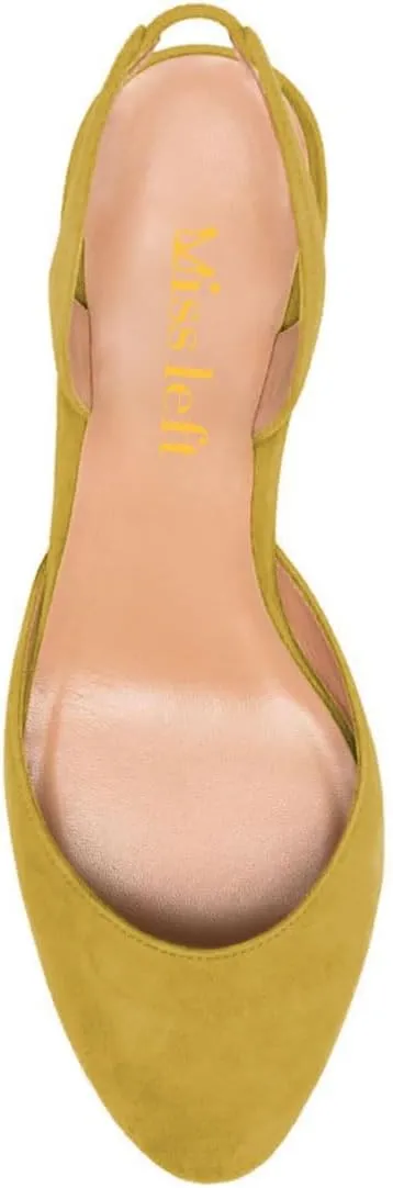 miss left Women Vintage Slingback Closed Almond Toe Pumps Slip On Mid Chunky Block Heels Stretchy Ankle Backstrap Sandals Elegant Dancing Ballroom Shoes Size 4-16 US