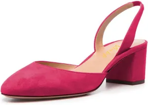 miss left Women Vintage Slingback Closed Almond Toe Pumps Slip On Mid Chunky Block Heels Stretchy Ankle Backstrap Sandals Elegant Dancing Ballroom Shoes Size 4-16 US