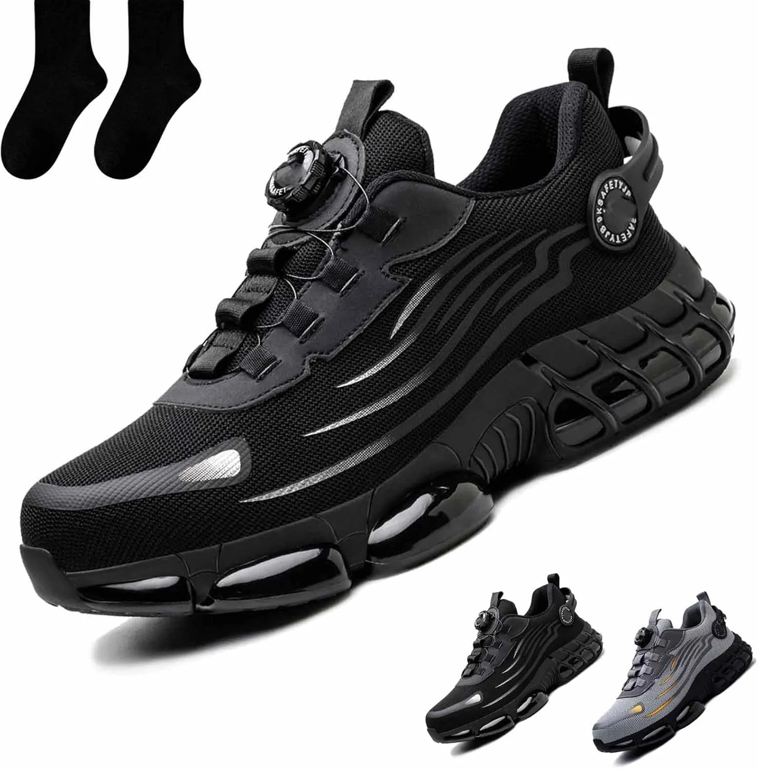 Noozier Safety Shoes, Ironstride Work Shoes, Noozier Safety Shoe Mens Steel Toe, Comfortable Puncture Proof Sneakes Boots Air Cushion