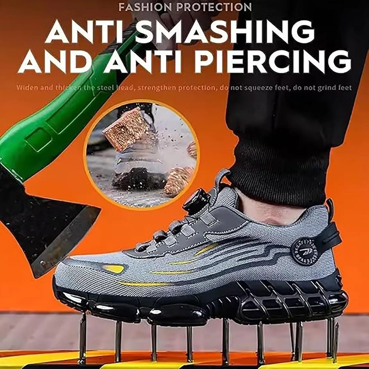 Noozier Safety Shoes, Ironstride Work Shoes, Noozier Safety Shoe Mens Steel Toe, Comfortable Puncture Proof Sneakes Boots Air Cushion