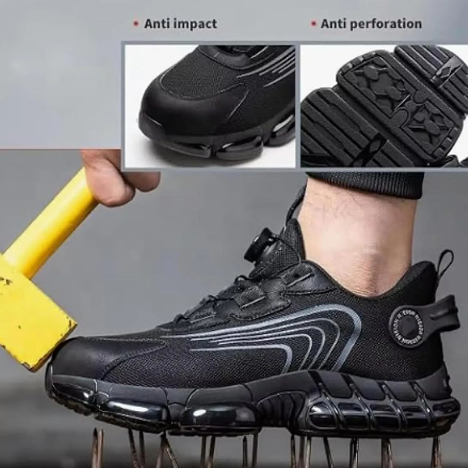 Noozier Safety Shoes, Ironstride Work Shoes, Noozier Safety Shoe Mens Steel Toe, Comfortable Puncture Proof Sneakes Boots Air Cushion