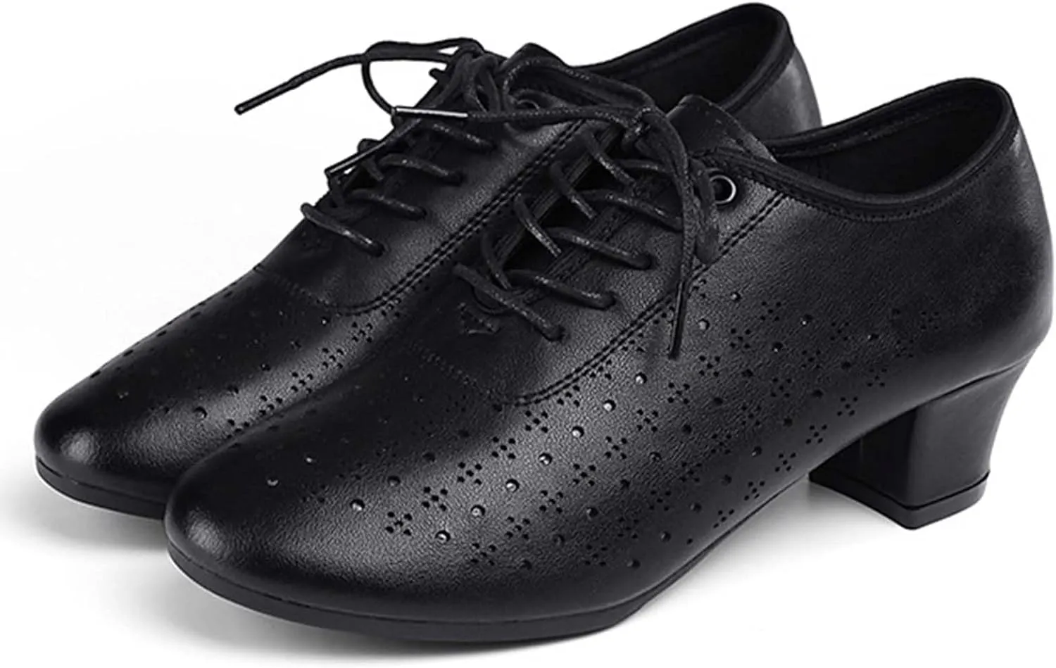 ONAIC Women's Character Latin Ballroom Shoes Non-Slip Lace-Up 5CM Heels Practice Teaching Dance Shoes Wedding Pumps