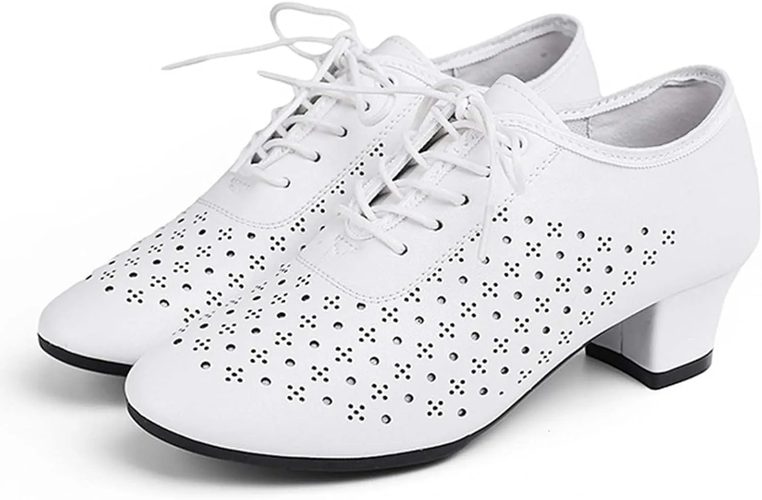 ONAIC Women's Character Latin Ballroom Shoes Non-Slip Lace-Up 5CM Heels Practice Teaching Dance Shoes Wedding Pumps
