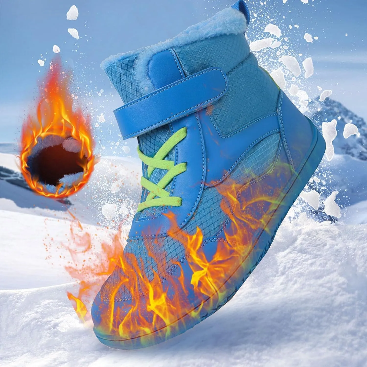Open Toe Fuzzy Snow Booties For Boys Kids Childrens Leather Flat Non Slip Shoes Outdoor Running Warm Lightweight Boots