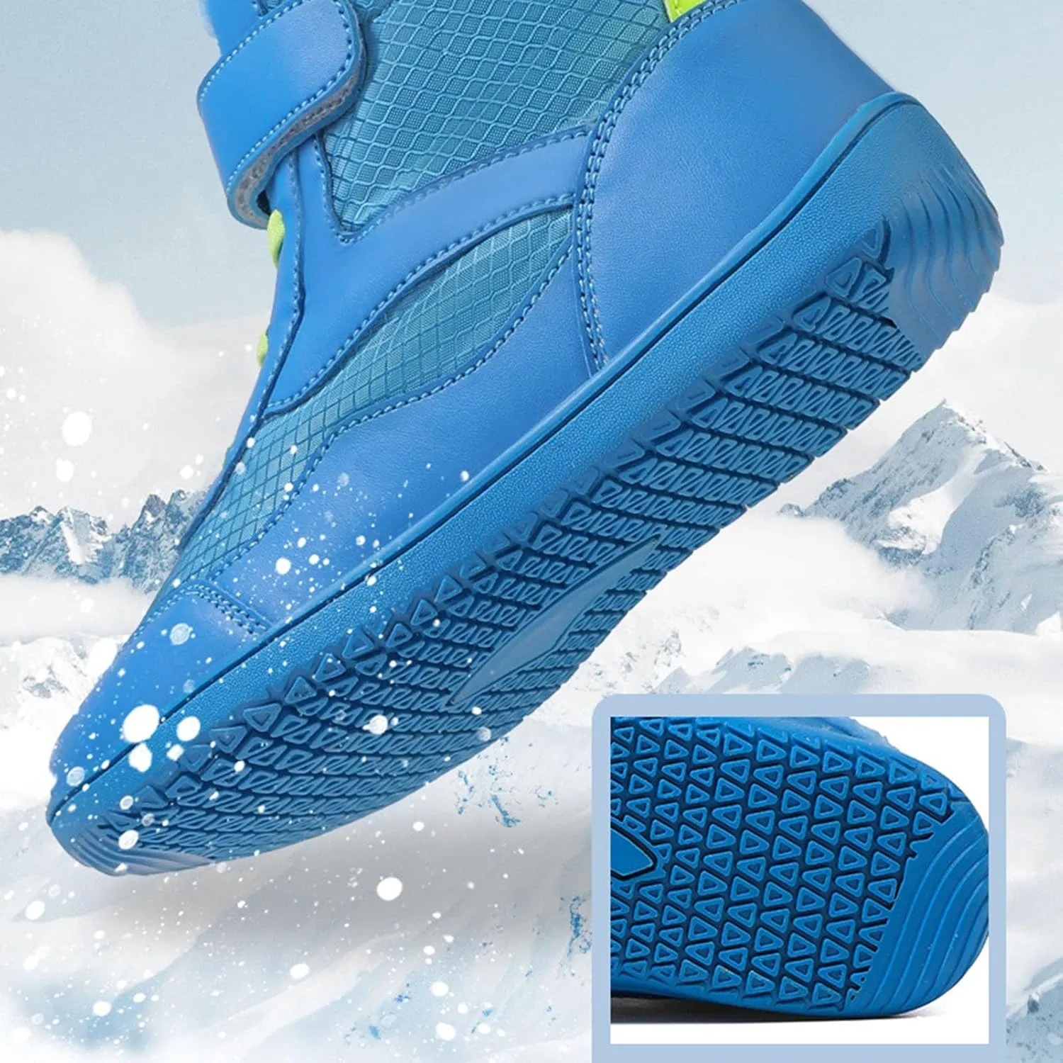 Open Toe Fuzzy Snow Booties For Boys Kids Childrens Leather Flat Non Slip Shoes Outdoor Running Warm Lightweight Boots