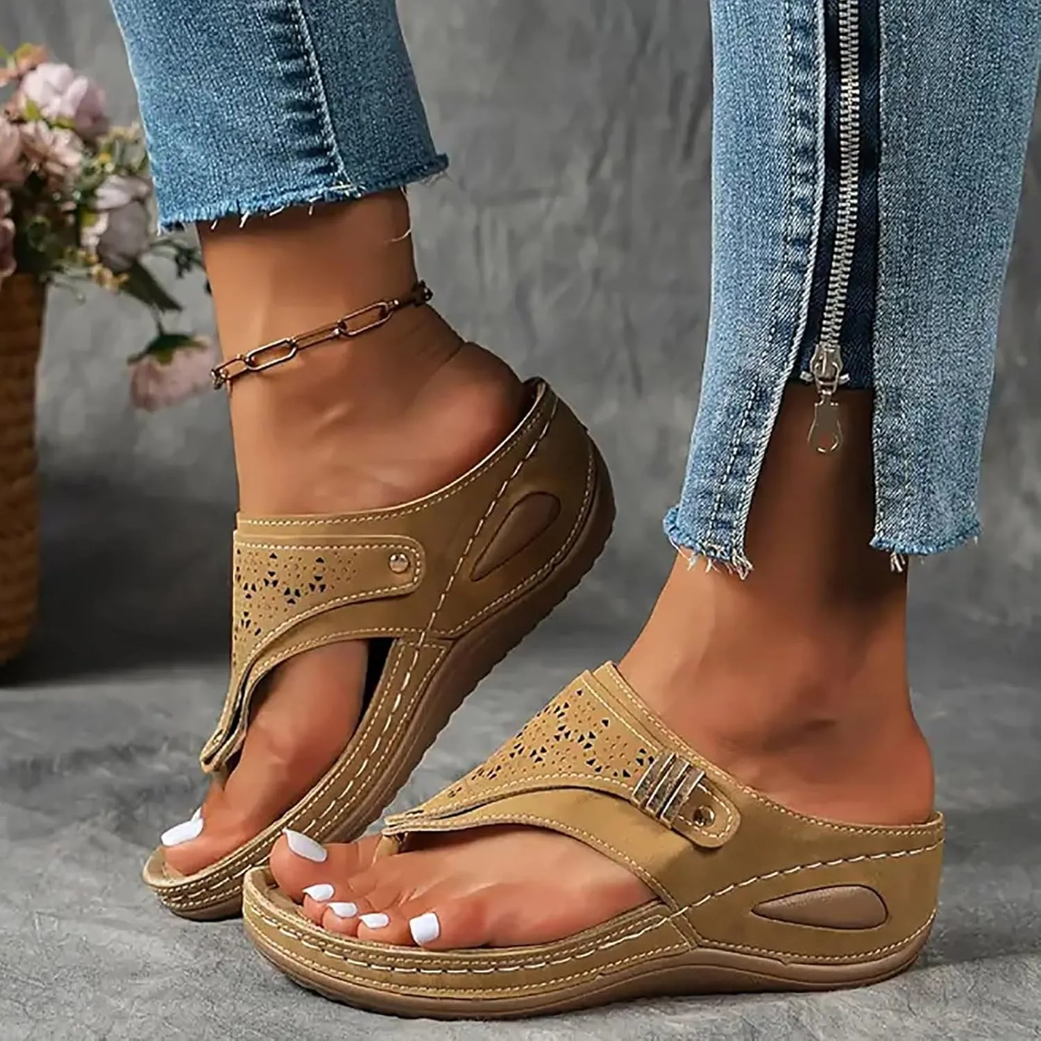 Orthopedic Sandals for Women Dressy Comfortable Arch Support Platform Wedge Sandals Summer Vacation Beach Shoes