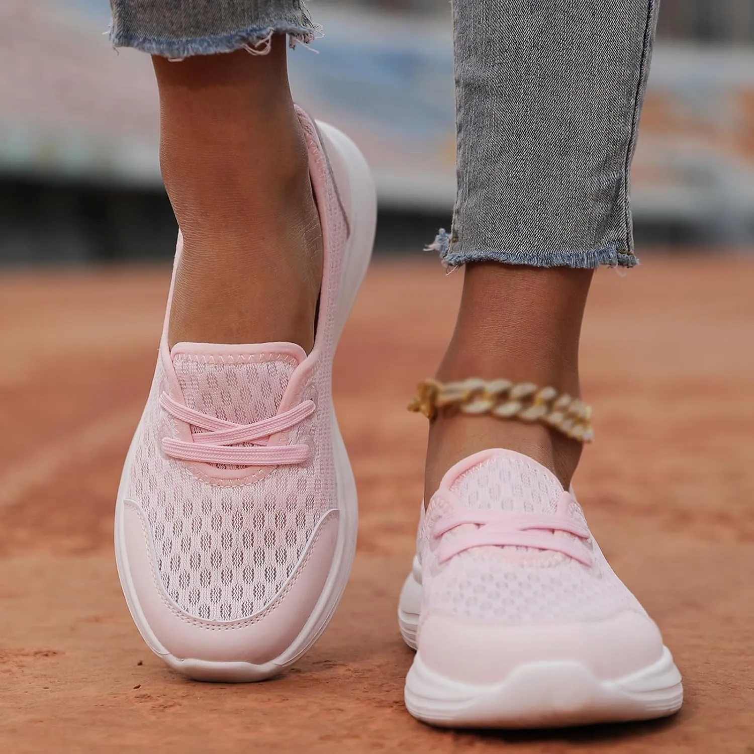 Orthopedic Shoes for Women Lightweight Breathable Mesh Holllow Out Slip-On Knitted Sneakers Casual Comfortable Low Cut Walking Sneakers with Arch Support