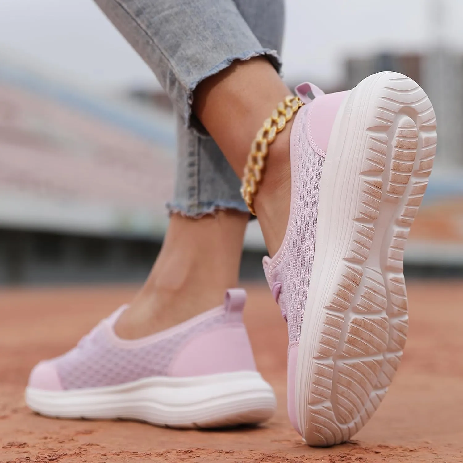 Orthopedic Shoes for Women Lightweight Breathable Mesh Holllow Out Slip-On Knitted Sneakers Casual Comfortable Low Cut Walking Sneakers with Arch Support