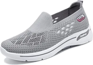 Orthopedic Sneakers for Women Summer Breathable Mesh Hollow Out Slip On Walking Shoes Casual Lightweight Soft Sole Outdoor Sports Sneakers with Arch Support