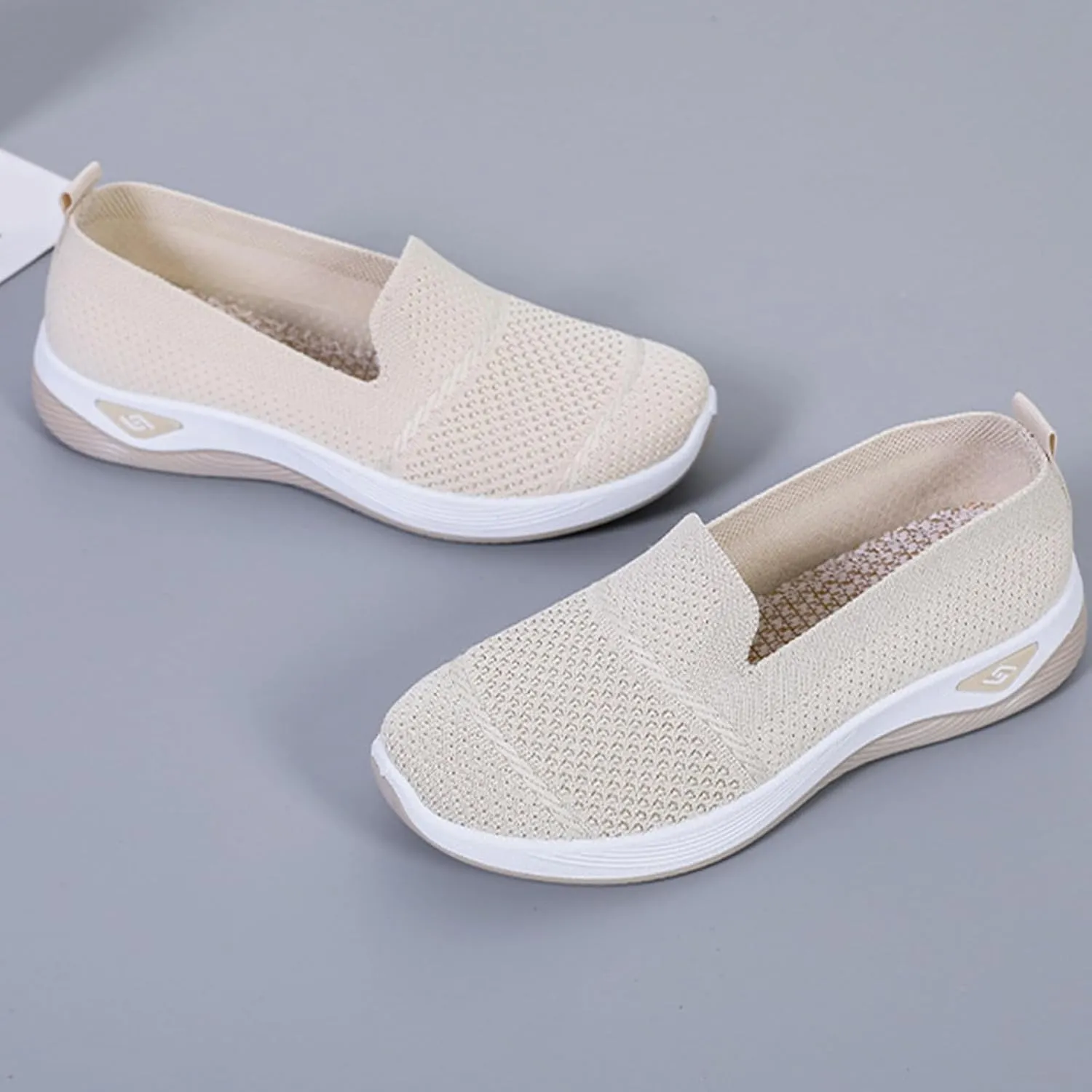Orthopedic Sneakers for Women Summer Breathable Mesh Slip On Soft Sole Walking Shoes Lightweight Casual Comfortable Fashion Tennis Shoes with Arch Support