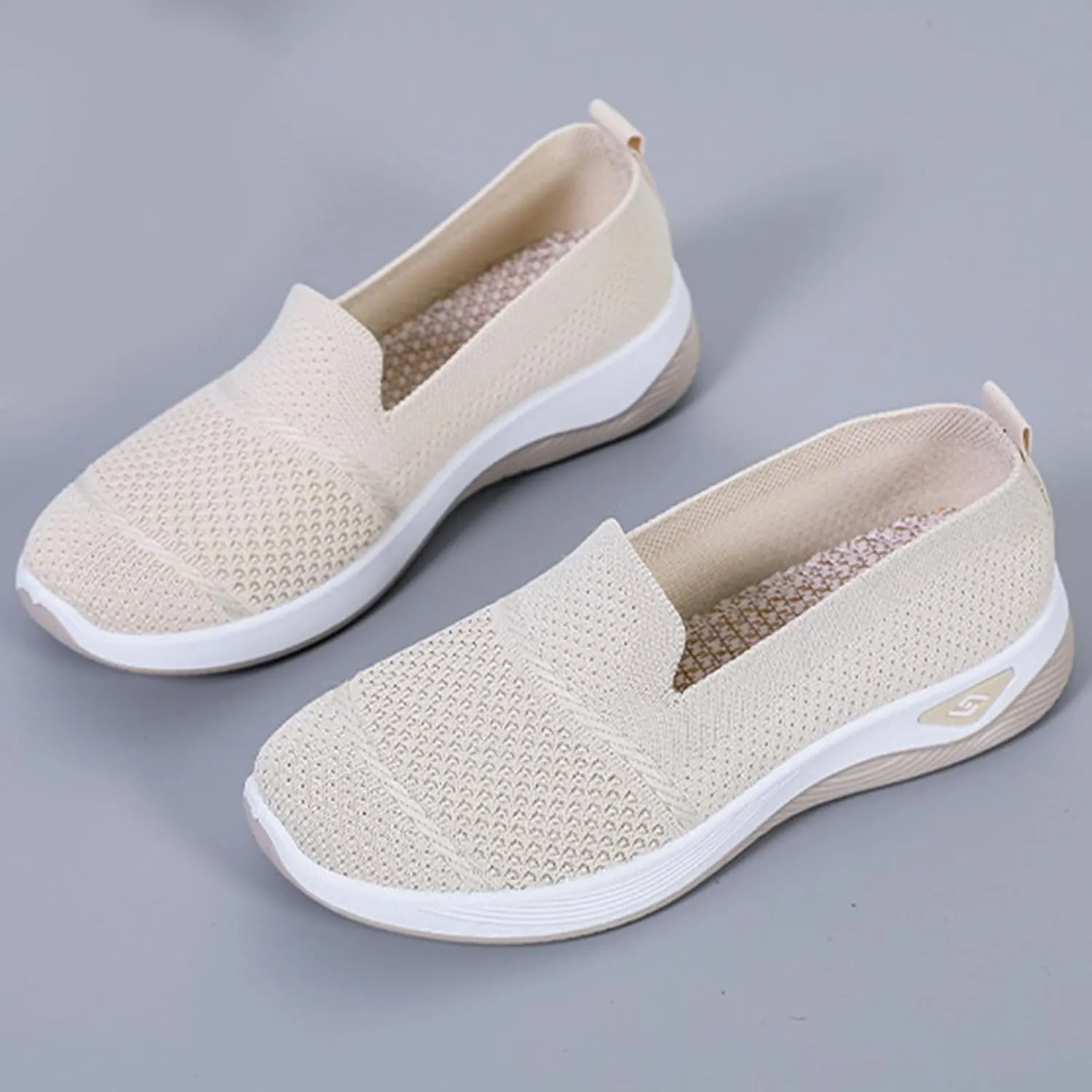 Orthopedic Sneakers for Women Summer Breathable Mesh Slip On Soft Sole Walking Shoes Lightweight Casual Comfortable Fashion Tennis Shoes with Arch Support