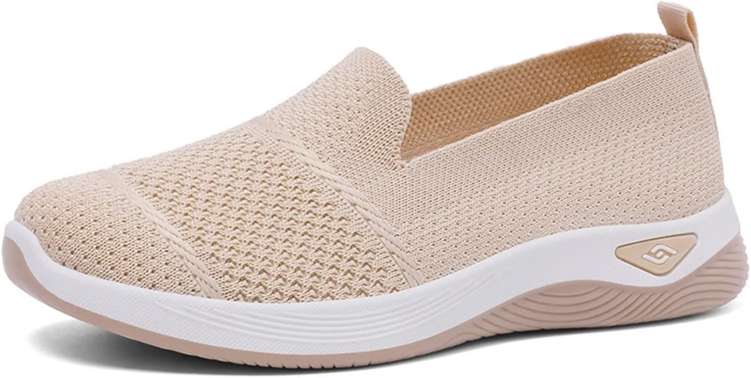Orthopedic Sneakers for Women Summer Breathable Mesh Slip On Soft Sole Walking Shoes Lightweight Casual Comfortable Fashion Tennis Shoes with Arch Support