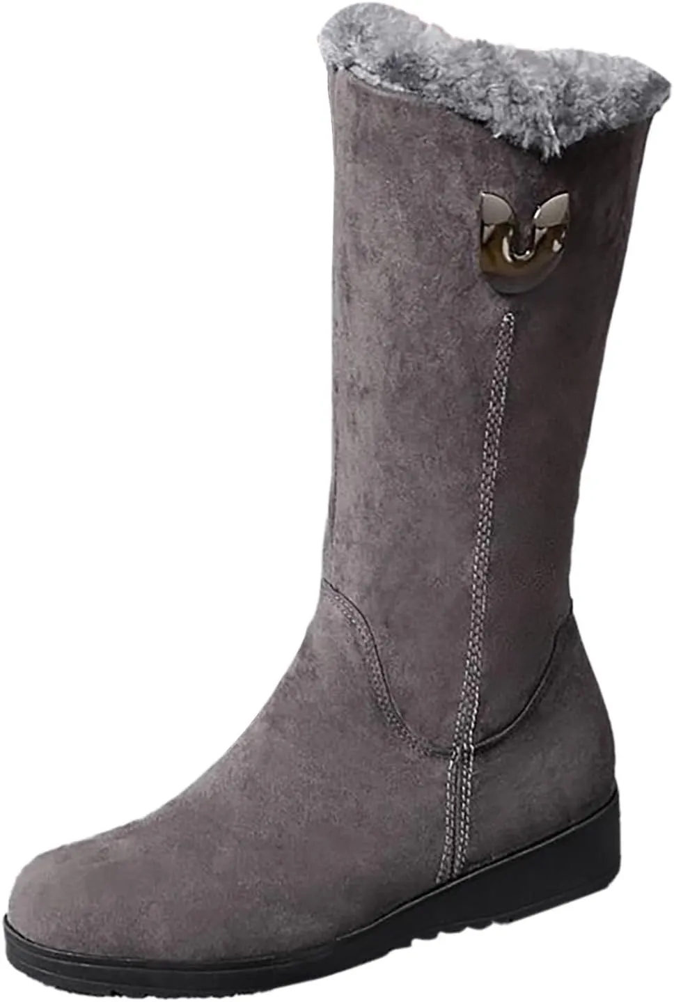 Plush Snow Boots for Women Fashionable Versatile Mid Calf Boots Fleece Lined Warm Boots Snow Boots for Women