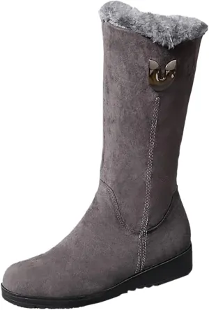 Plush Snow Boots for Women Fashionable Versatile Mid Calf Boots Fleece Lined Warm Boots Snow Boots for Women