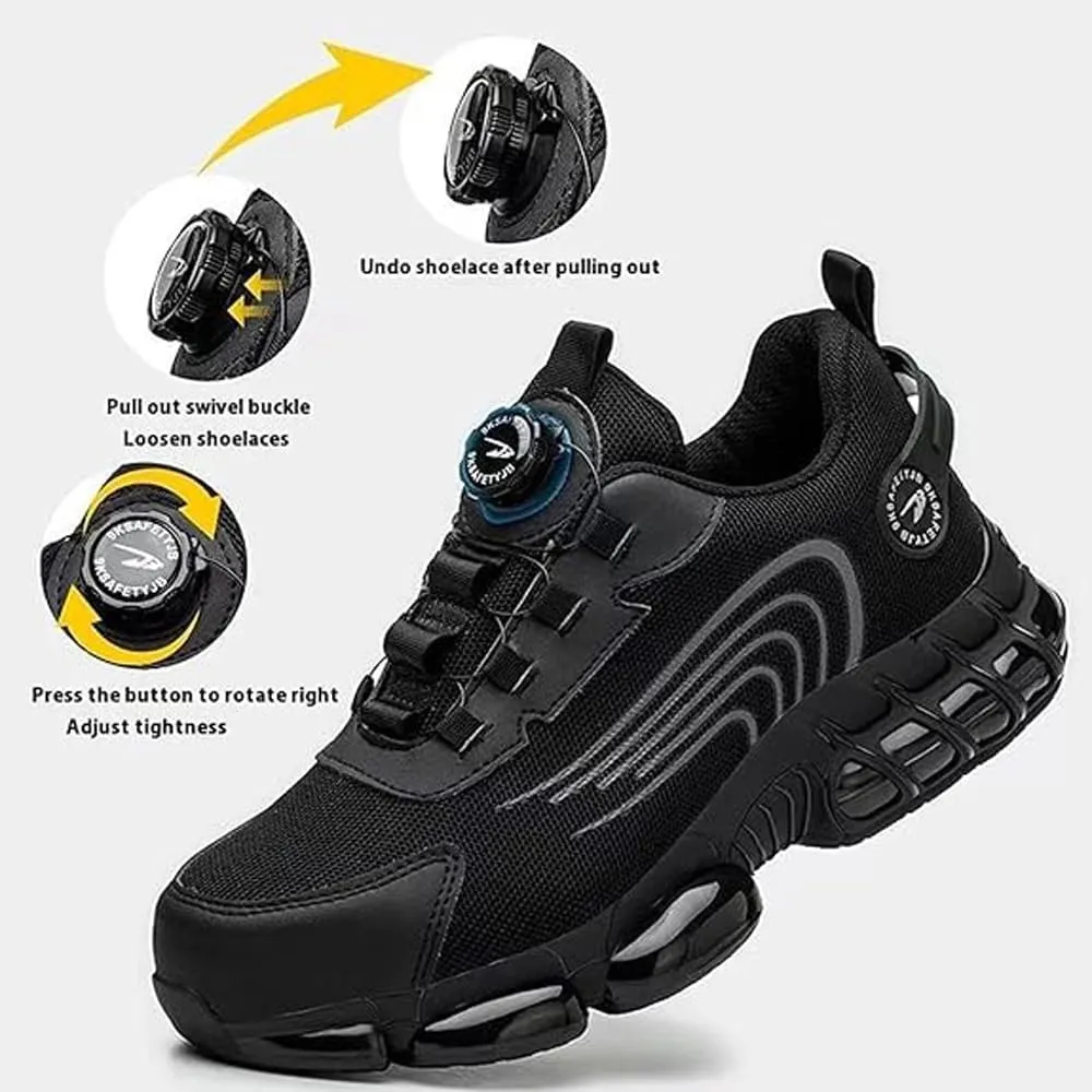 Prestivos Shoes, Steel Toe Safety Work for Men, Anti-Slip Lightweight Puncture Proof Steel Toe Sneakes, Smash Stab Resistant Air Cushion Shoes