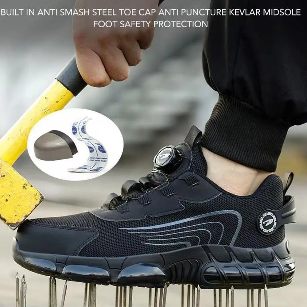 Prestivos Shoes, Steel Toe Safety Work for Men, Anti-Slip Lightweight Puncture Proof Steel Toe Sneakes, Smash Stab Resistant Air Cushion Shoes
