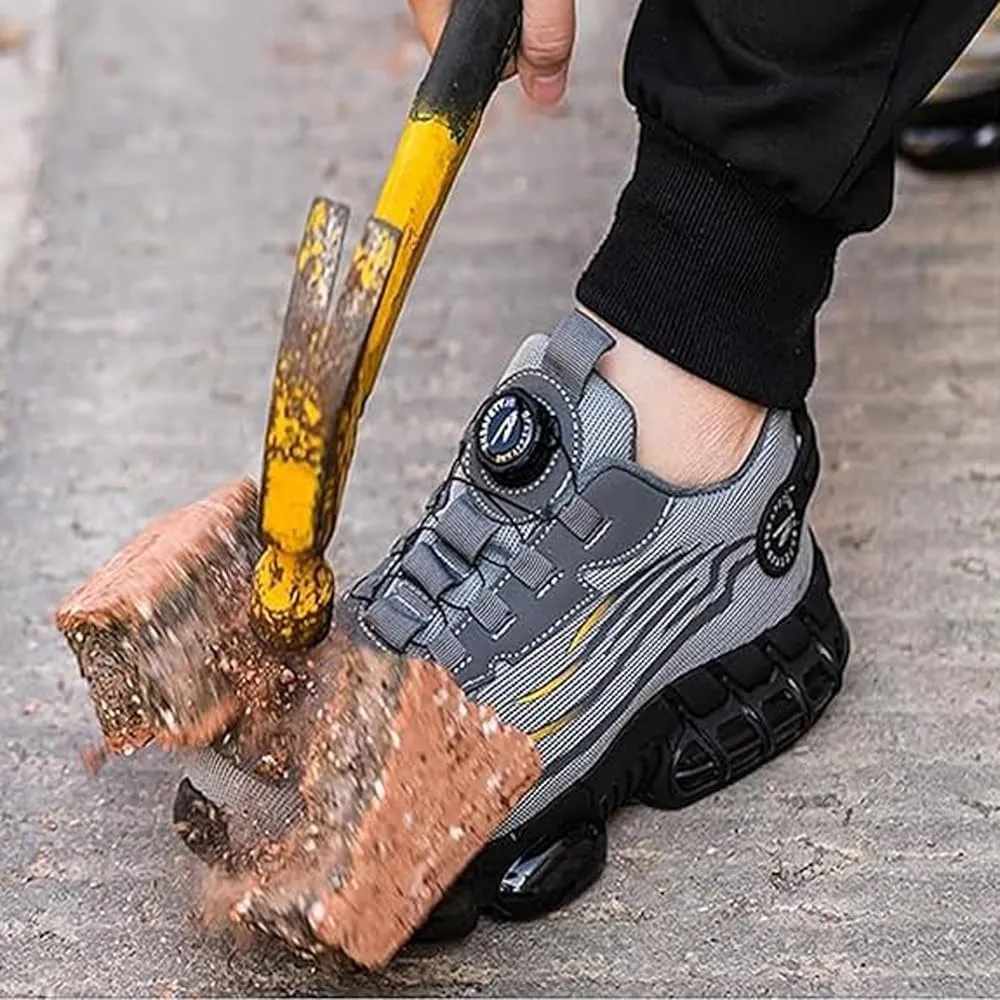 Prestivos Shoes, Steel Toe Safety Work for Men, Anti-Slip Lightweight Puncture Proof Steel Toe Sneakes, Smash Stab Resistant Air Cushion Shoes