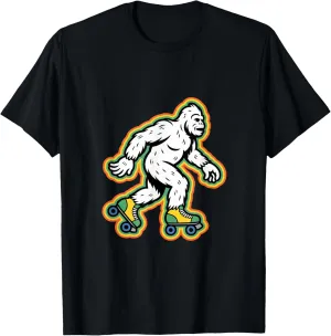 Retro Bigfoot In A Roller Skate Shoes Roller Skating T-Shirt