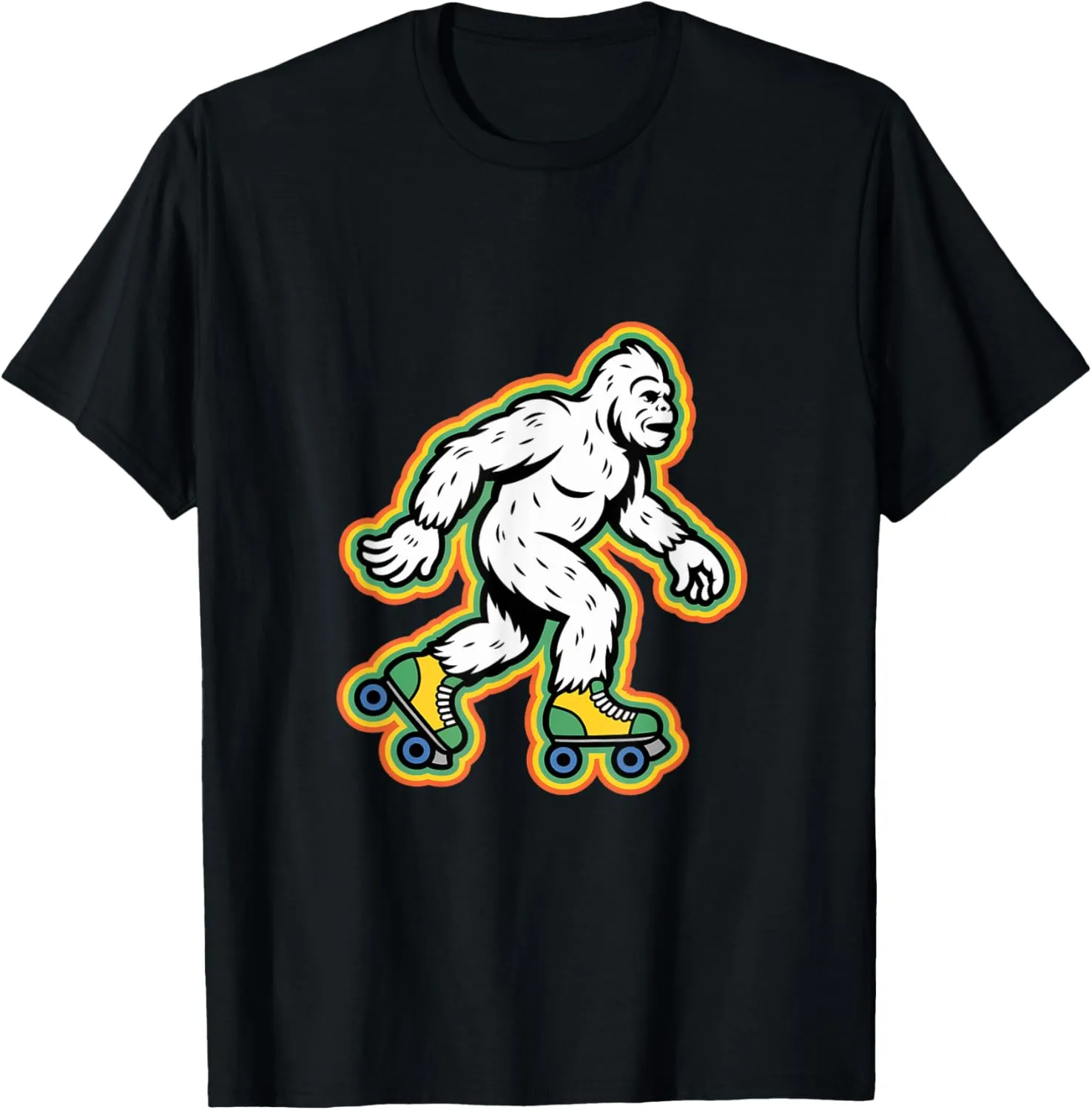 Retro Bigfoot In A Roller Skate Shoes Roller Skating T-Shirt