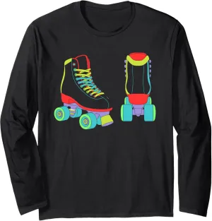 Retro Roller Skate Shoes Colorful Roller Skating Lover Long Sleeve T-Shirt