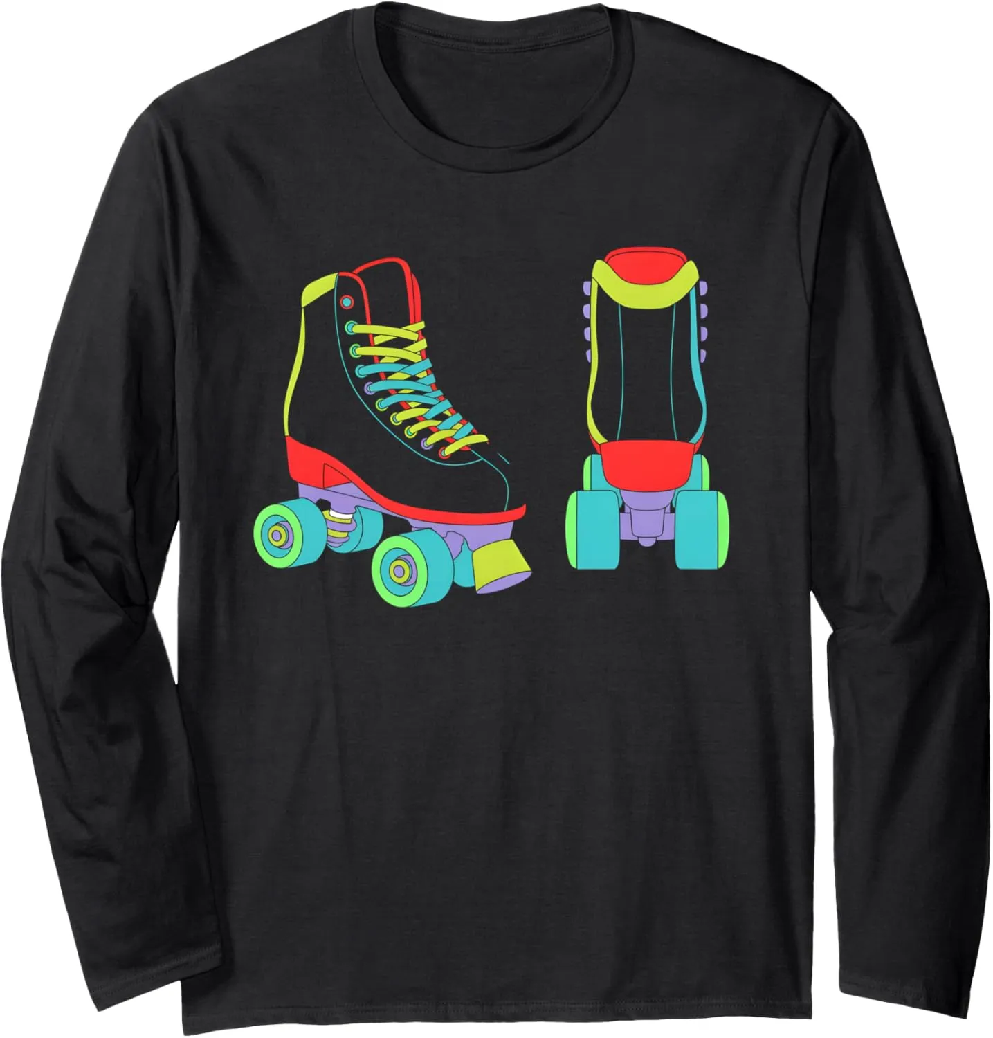Retro Roller Skate Shoes Colorful Roller Skating Lover Long Sleeve T-Shirt