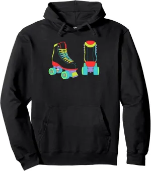 Retro Roller Skate Shoes Colorful Roller Skating Lover Pullover Hoodie