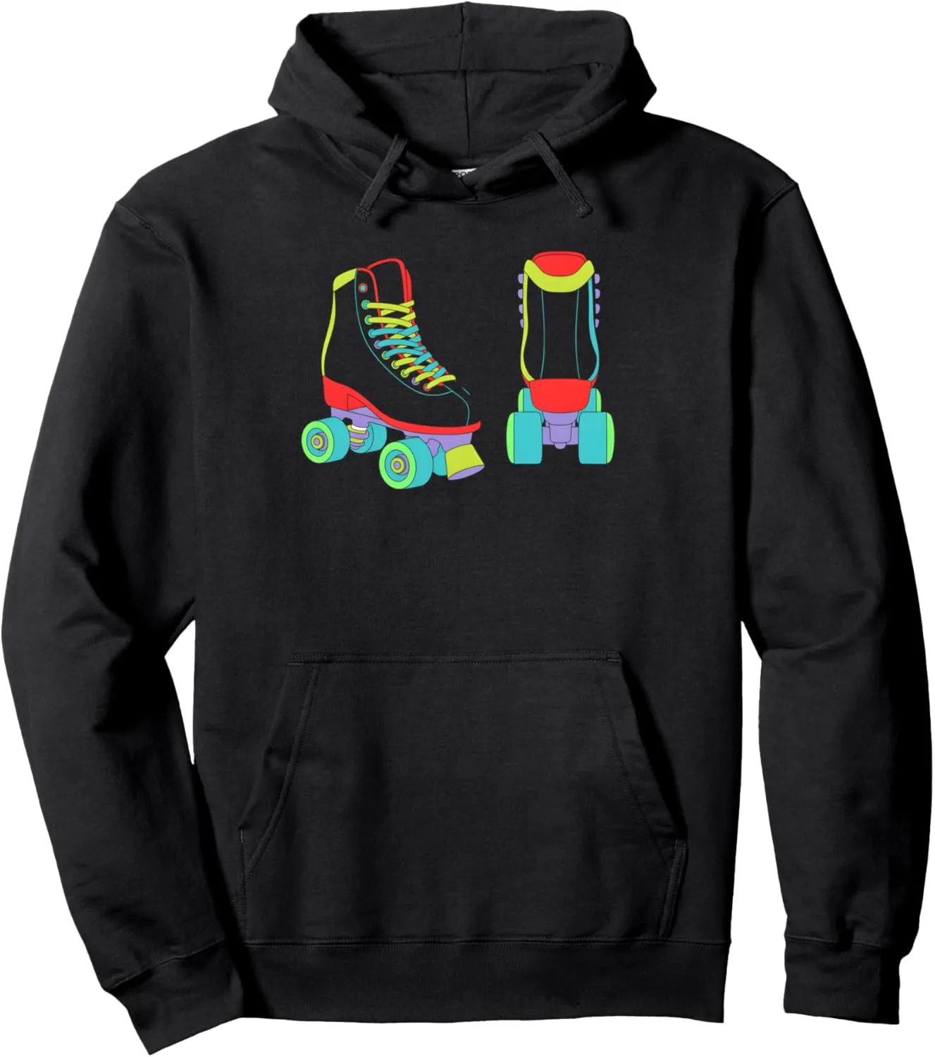 Retro Roller Skate Shoes Colorful Roller Skating Lover Pullover Hoodie