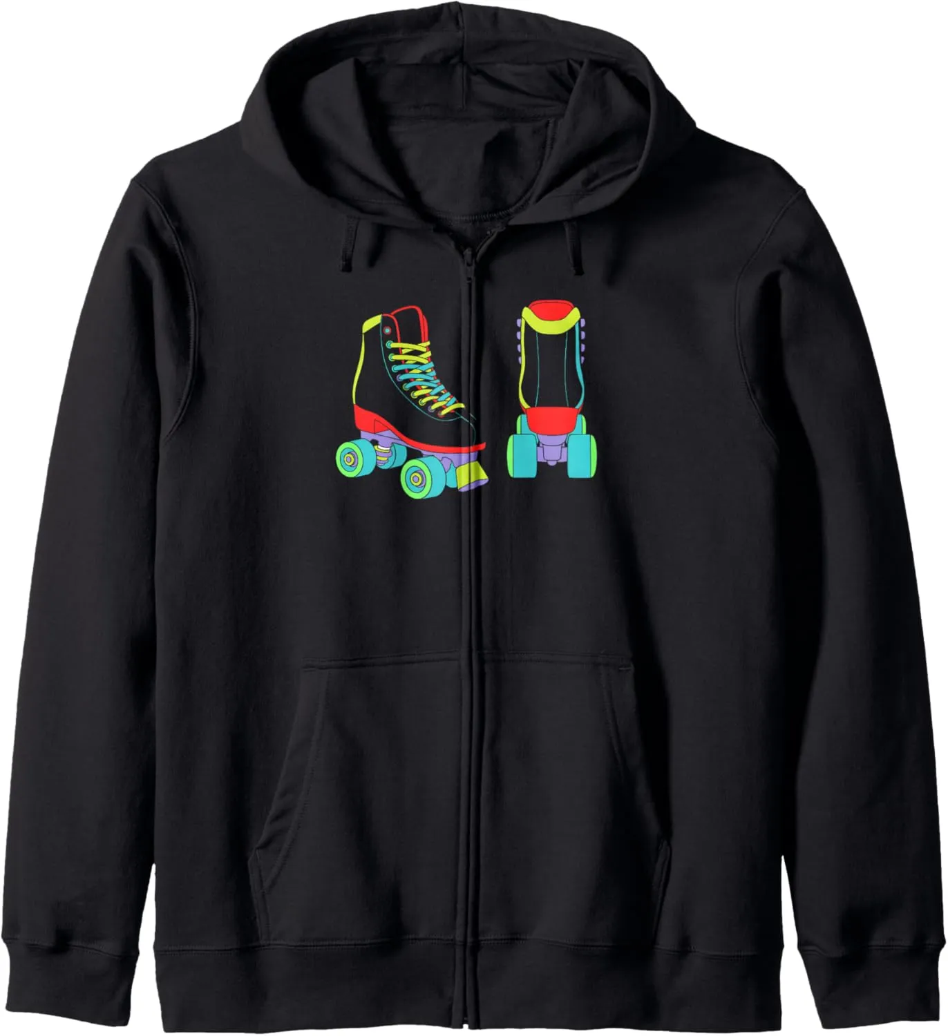 Retro Roller Skate Shoes Colorful Roller Skating Lover Zip Hoodie