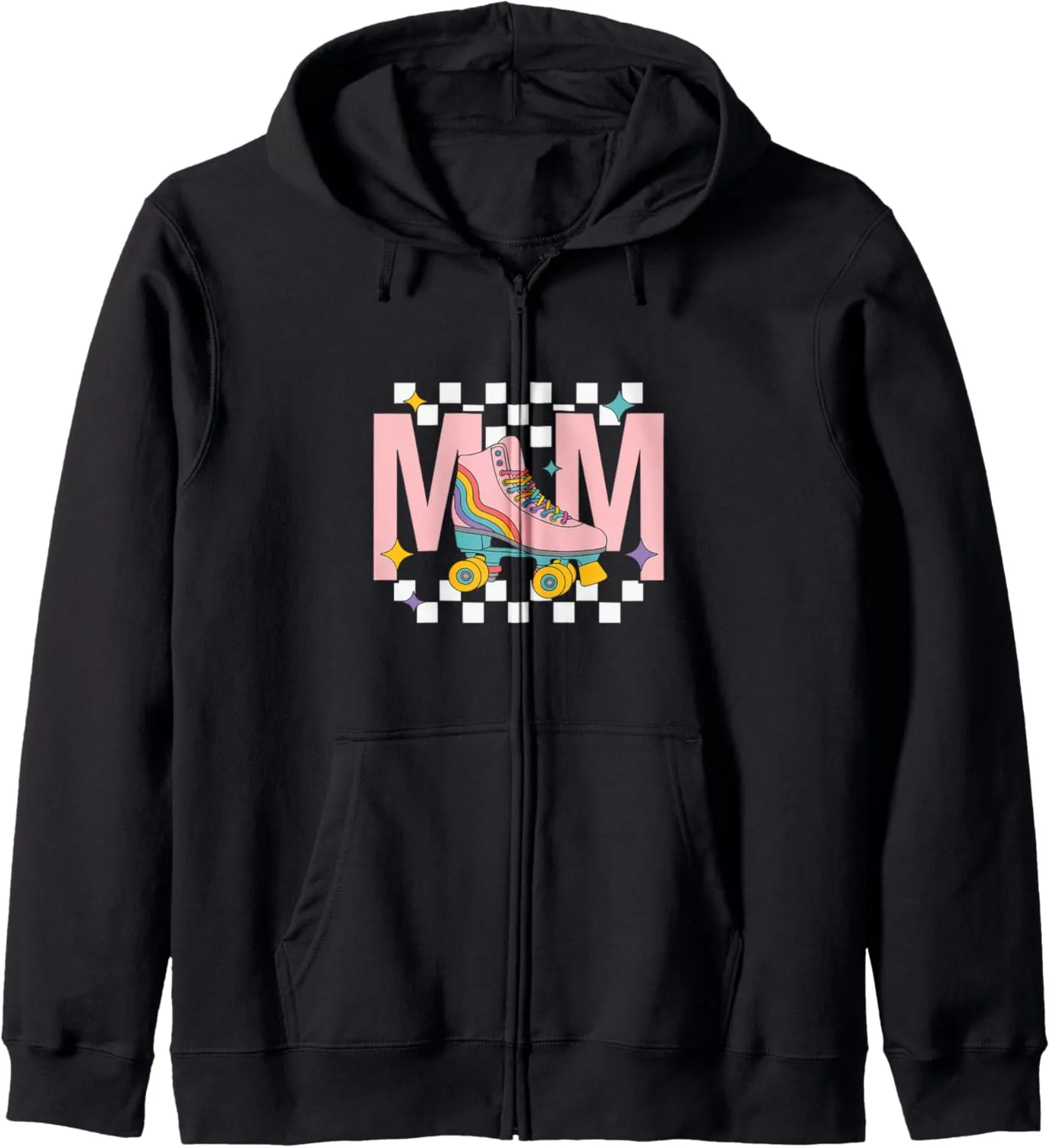 Retro Roller Skate Shoes Mom Roller Skating Zip Hoodie