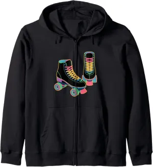 Retro Roller Skate Shoes Roller Skating Zip Hoodie