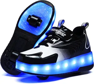 Roller Shoes Girls Sneakers USB Rechargeable 2 Wheels Shoes Roller Skates for Beginner Trainers Shoe 16 Modes LED Light Up Flash Sneaker for Unisex Kids Boys Stylish Footwear