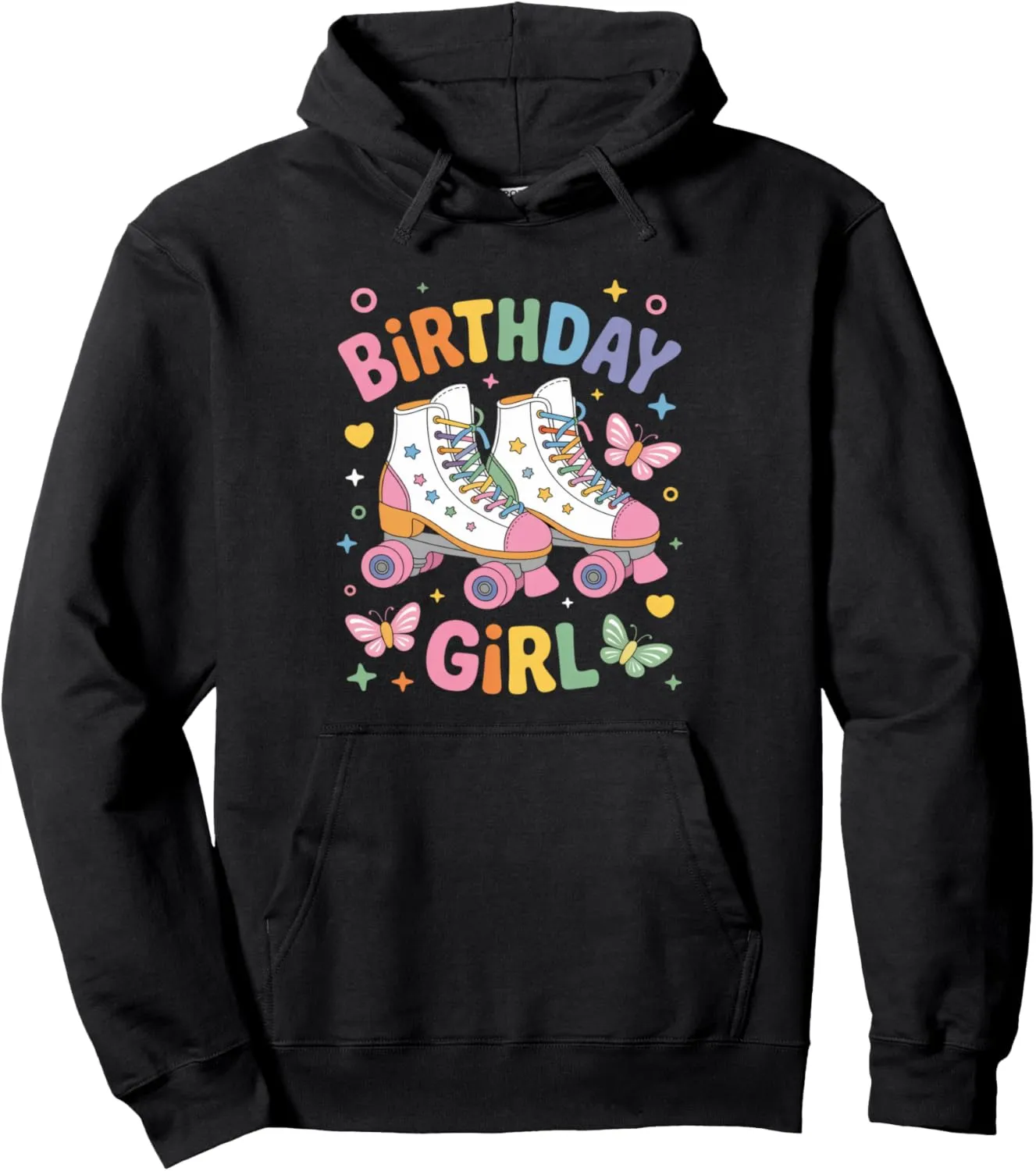 Roller Skate Shoes Birthday Girl Retro Roller Skating Pullover Hoodie