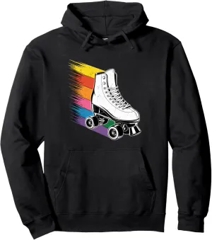 Roller Skate Shoes Rainbow Retro Vintage Roller Skating Pullover Hoodie