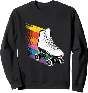 Roller Skate Shoes Rainbow Retro Vintage Roller Skating Sweatshirt