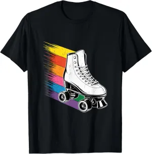 Roller Skate Shoes Rainbow Retro Vintage Roller Skating T-Shirt