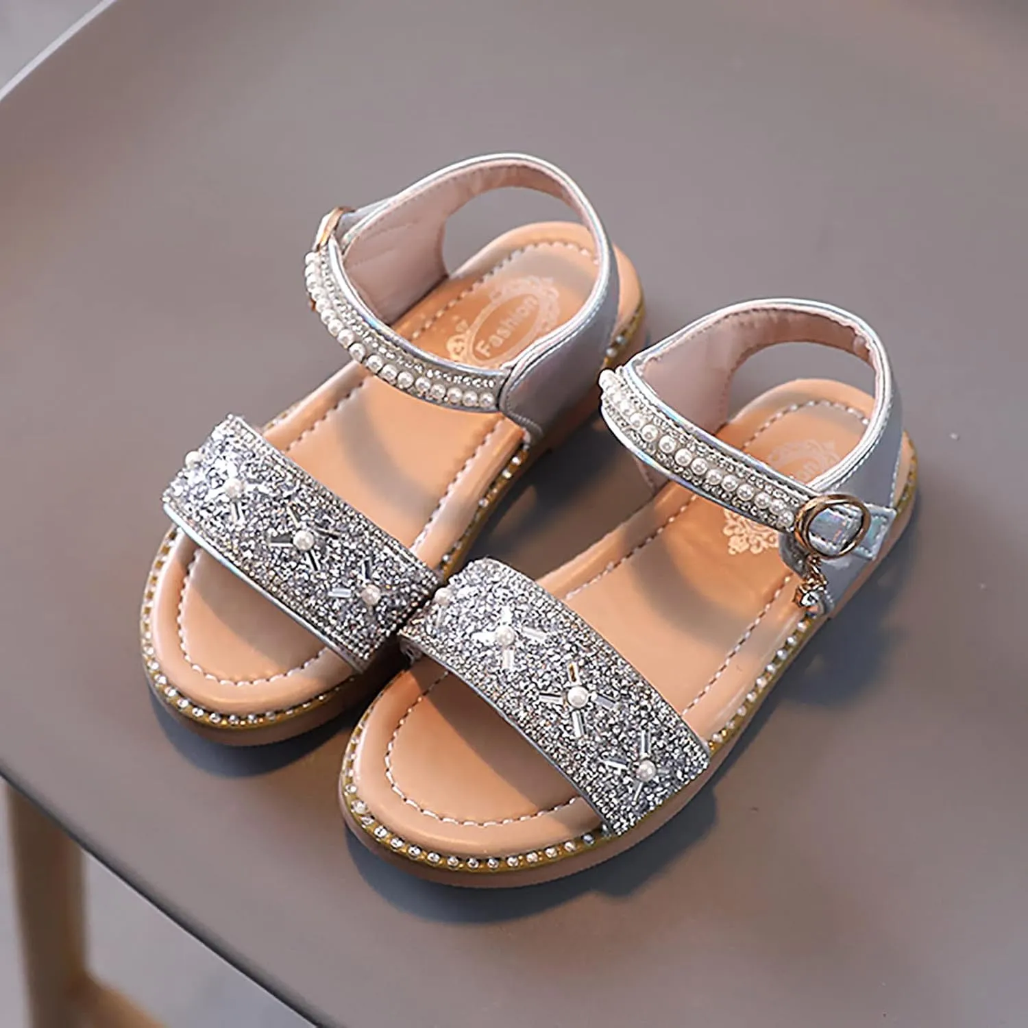 Rose Shoes Size 4 Girls Sandals Open Toe Rhinestone Princess Dress Flat Shoes Girls Flip Flops Size 10 Toddler