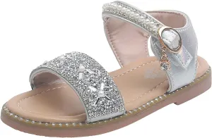 Rose Shoes Size 4 Girls Sandals Open Toe Rhinestone Princess Dress Flat Shoes Girls Flip Flops Size 10 Toddler