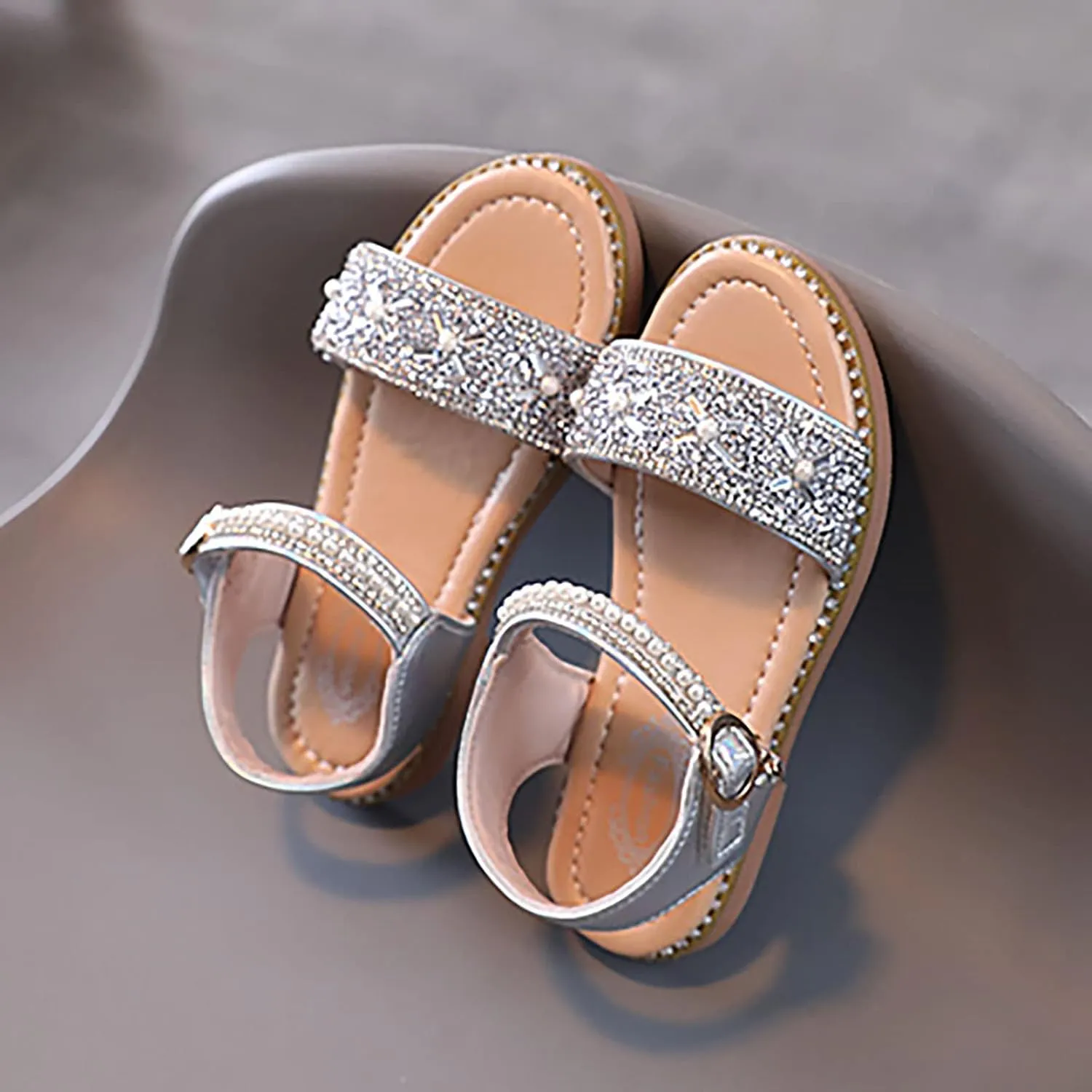 Rose Shoes Size 4 Girls Sandals Open Toe Rhinestone Princess Dress Flat Shoes Girls Flip Flops Size 10 Toddler