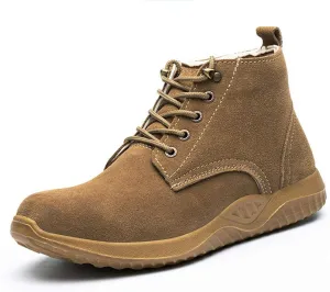 Safety Boots Men Women Lightweight Work Boots with Steel Toe Cap Breathable Kevlar Safety Shoes Trainers Puncture Proof Comfy Work Shoes (Color : Brown, Size : 8 US)