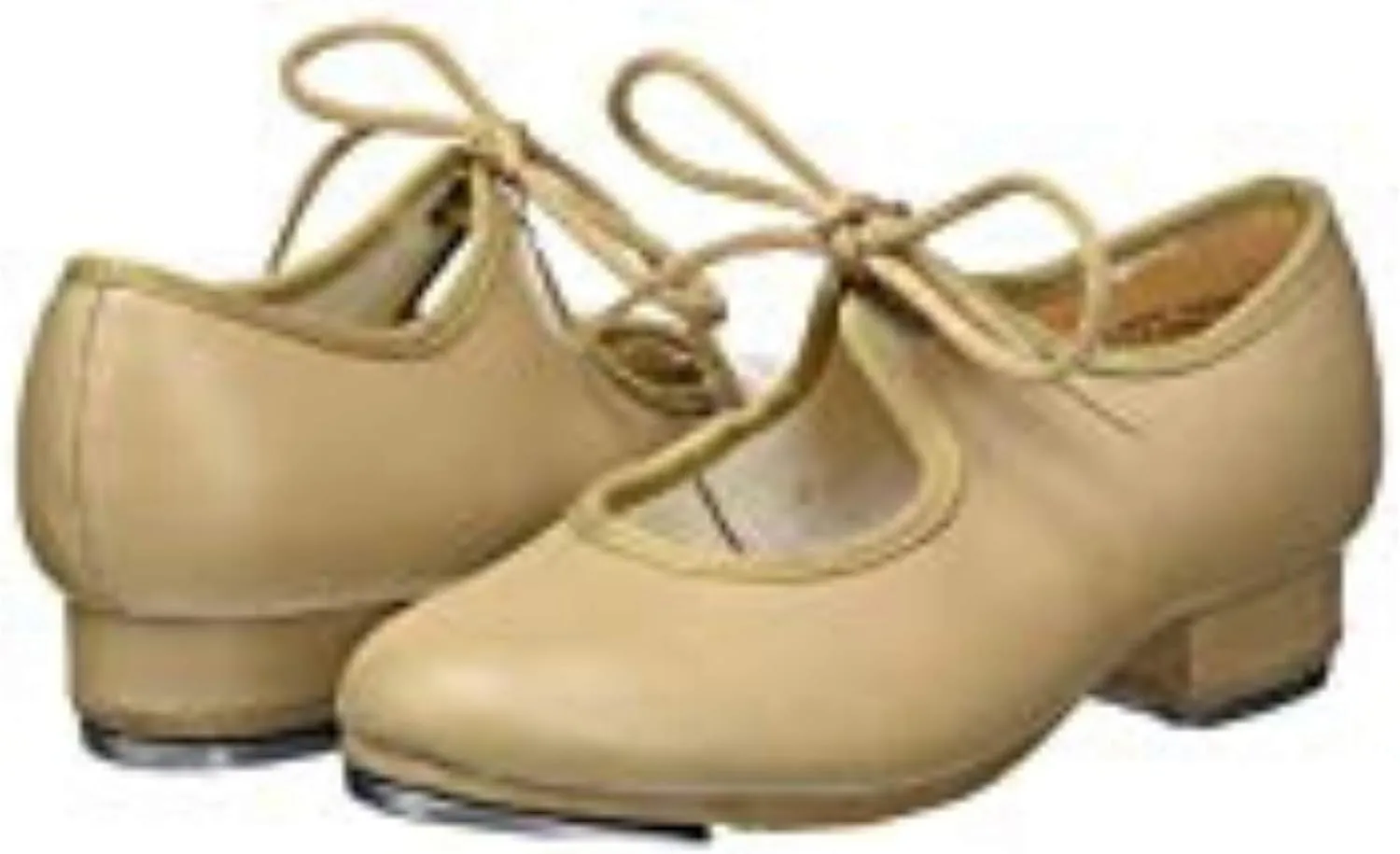 Sansha Boy's Kids Leather Shoes with Professional Taps 1.1 Inch Heel Oxford Flat, Tan, 5.5 Big