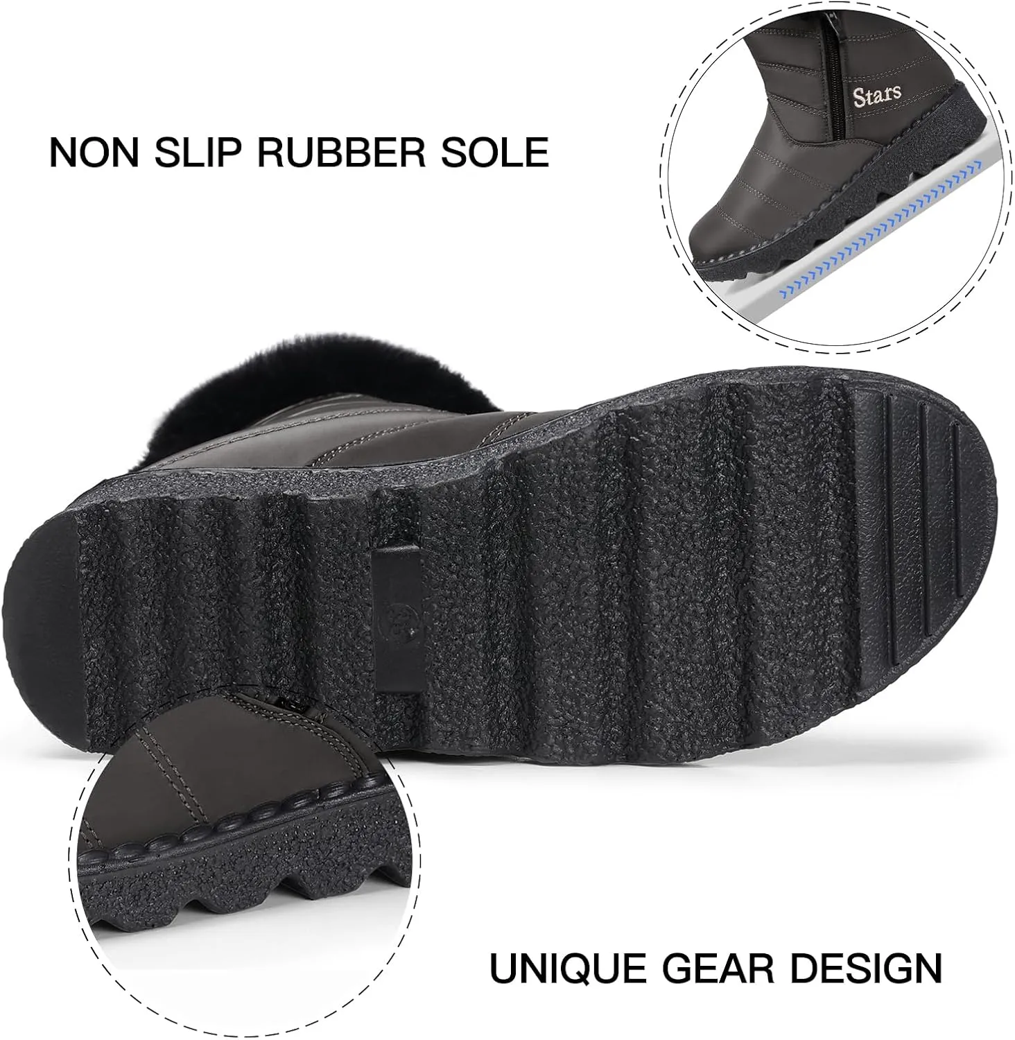 SHIBEVER Waterproof Winter Boots for Women: Snow Mid Calf Fur Lined Warm Women Boot Outdoor Resistant Booties