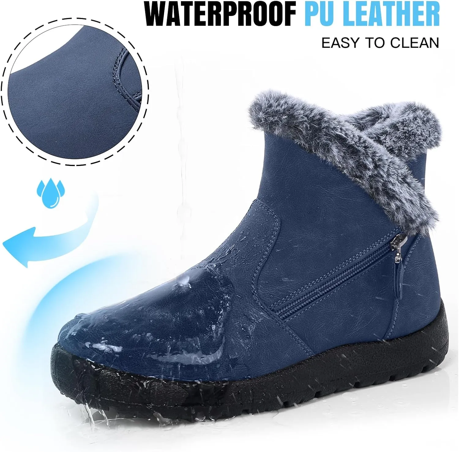 SHIBEVER Winter Boots for Women Waterproof: Womens Snow Boots Warm - Ankle Fur Lined Booties - Insulated Winter Shoes