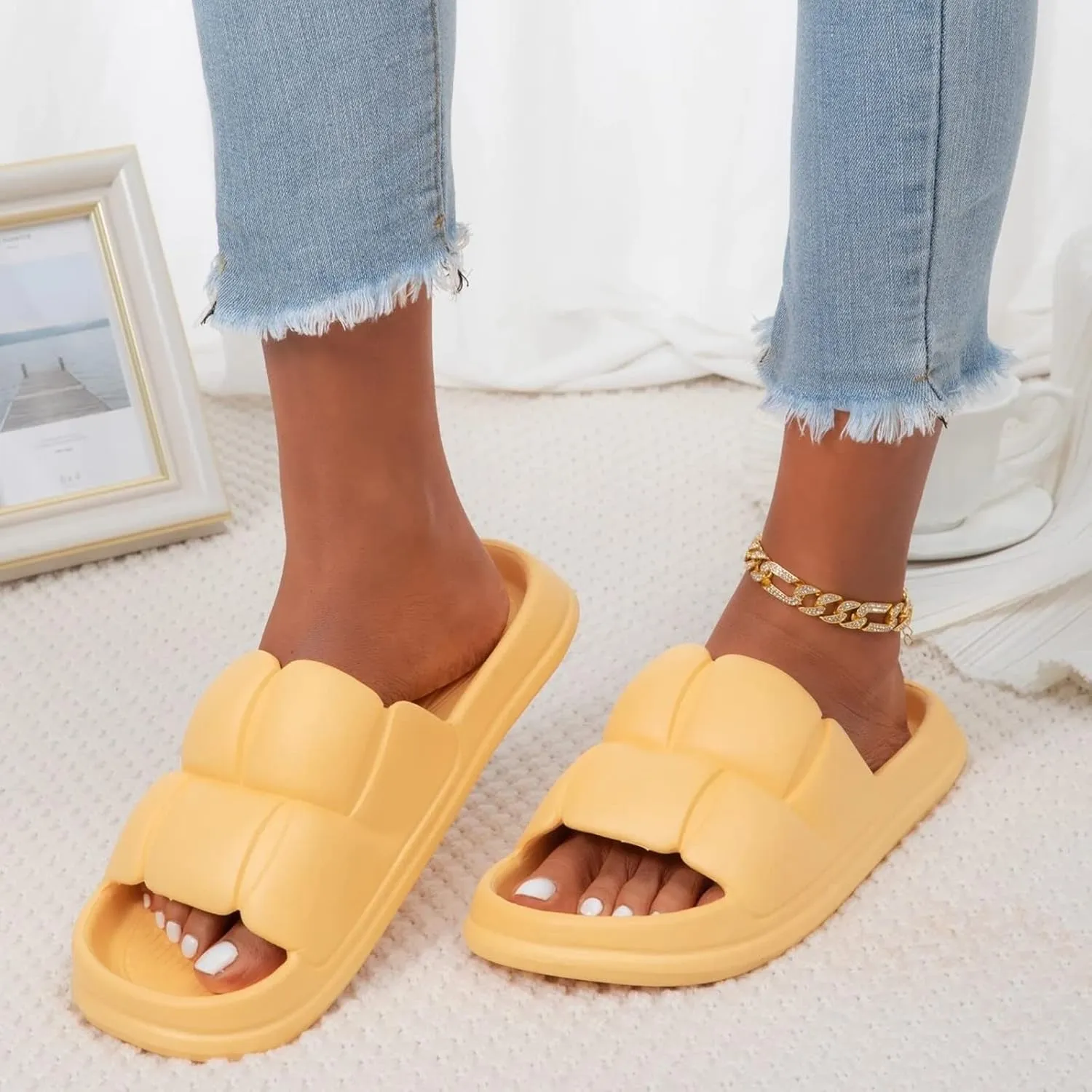 Slides for Men Shower Shoes Women Bathroom Slippers Men Womens Slides Pool Indoor Living Room Slippers