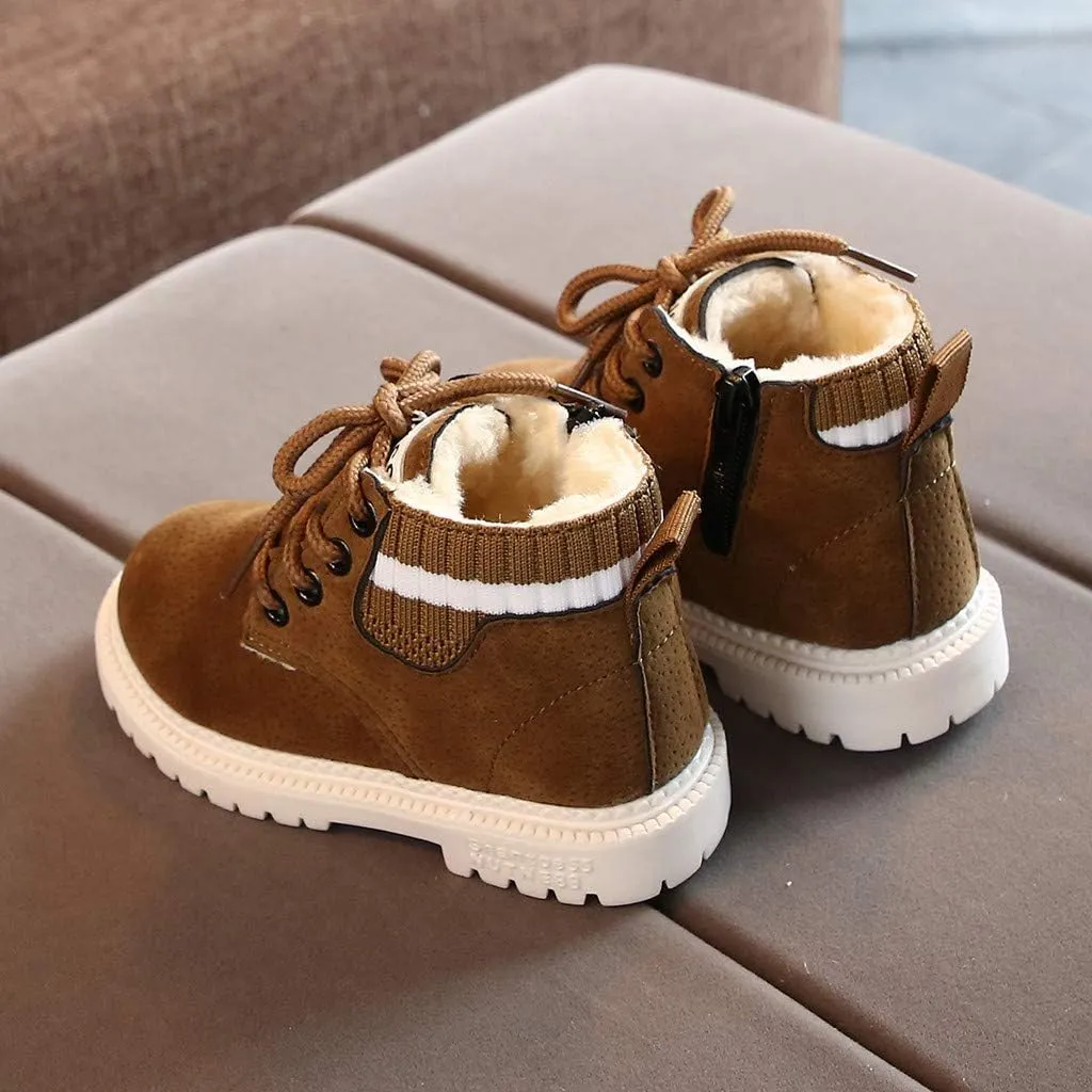 Snow Boots for Kids Winter Booties Zipper Faux Fur Ankle Boots Boys Girls Winter Snow Boots Warm Faux Fur Lined Shoes