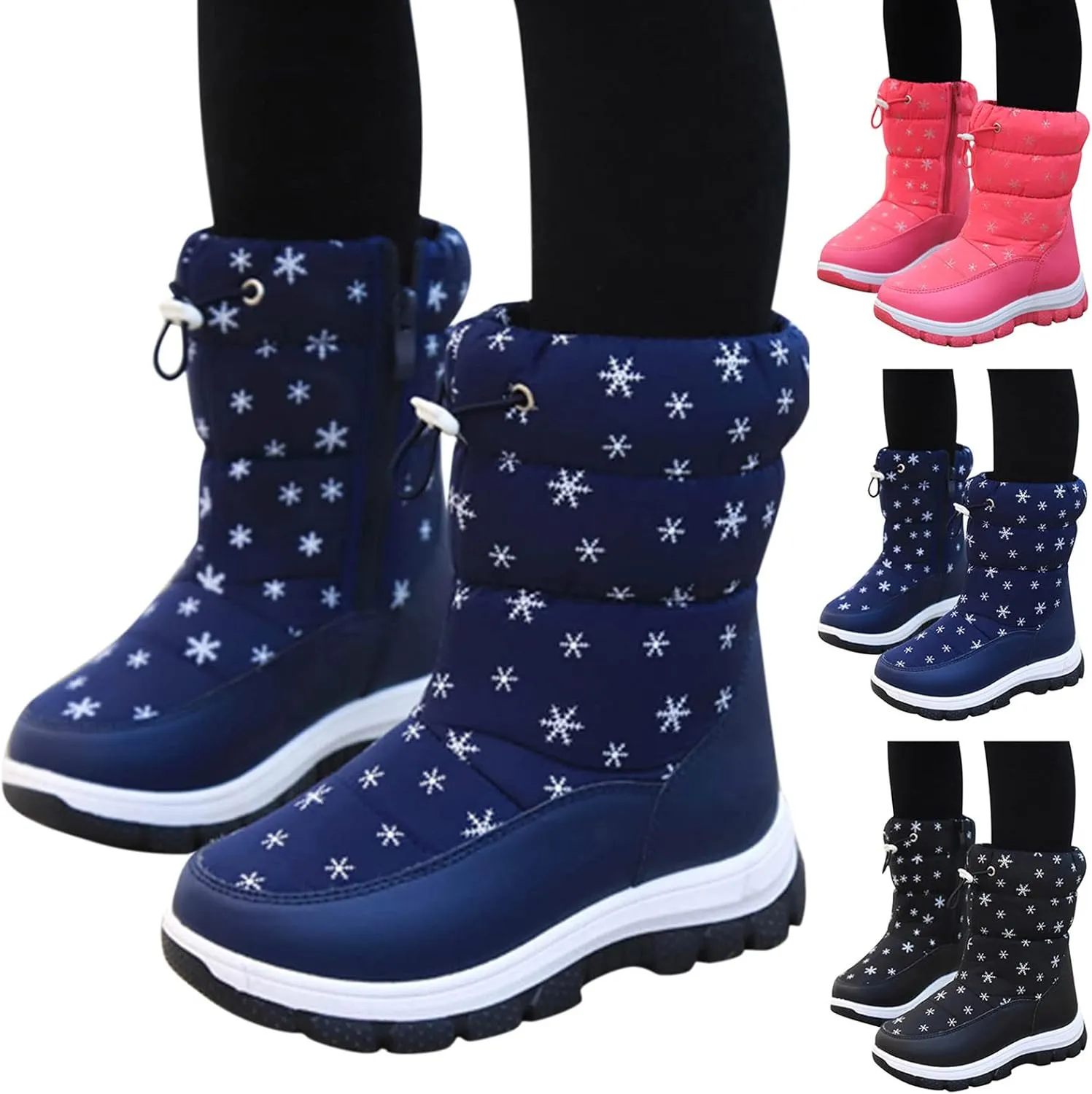 Snow Boots Kids Toddler Winter Ankle Boots Fur Lined Boots Shoes Windproof Baby Boys Girls Booties Outdoor School Boots