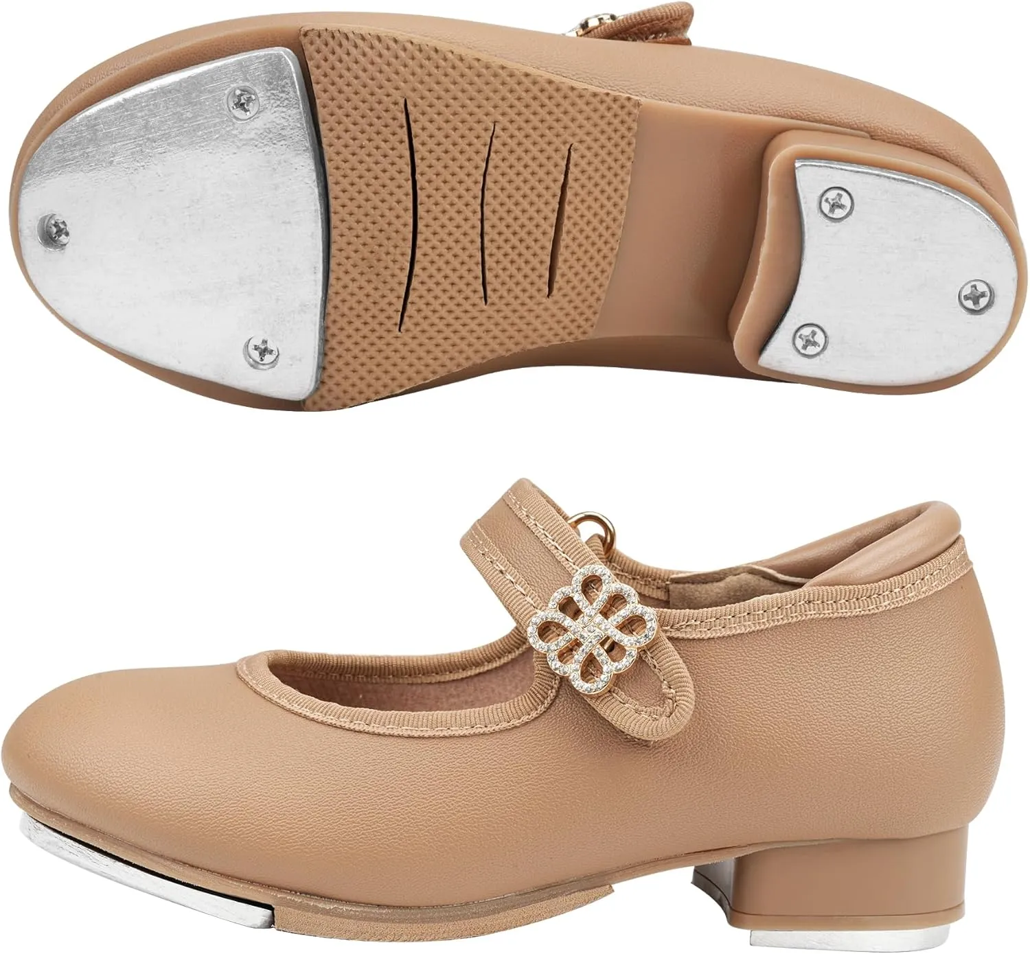 Stelle Girls Tap Shoes Boys Buckle PU Leather Dance Shoes(Toddler/Little Kid/Big Kid)